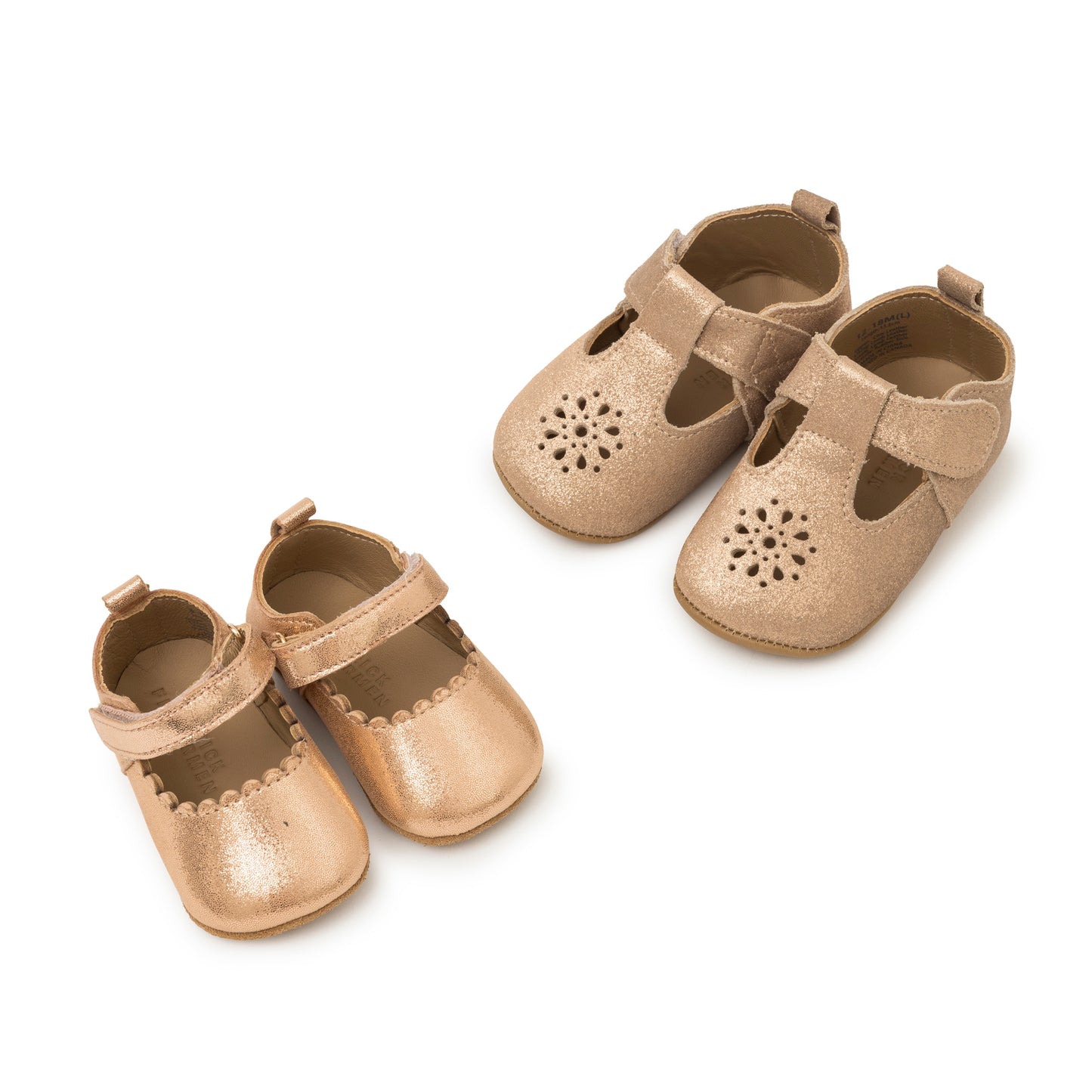 Rose Gold Metallic Lamb Leather Mary Jane with Scallop Edge