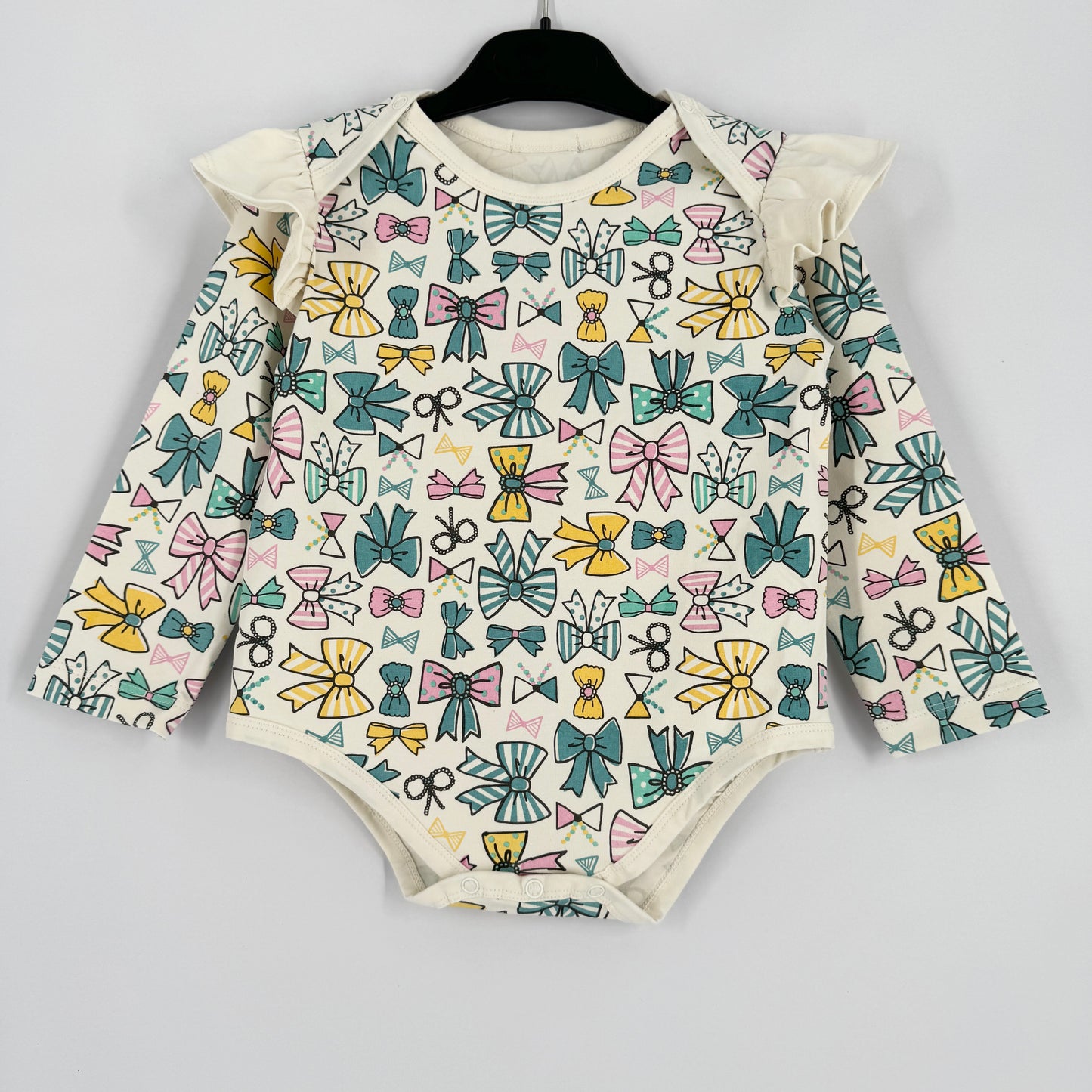 Gifting Bow Long Sleeved Bodysuit with Frill Trim