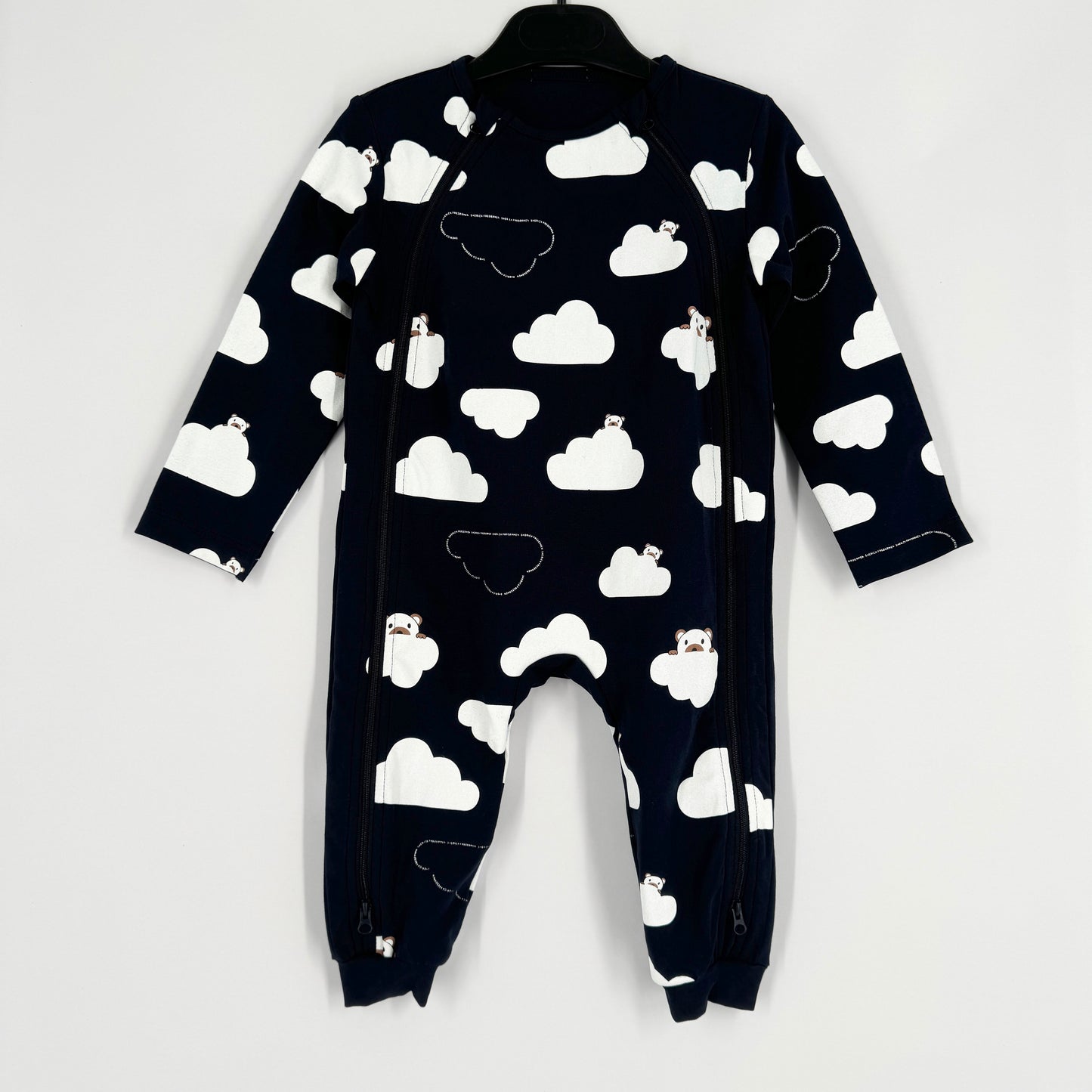 Double Zipper Romper (Navy Fredermen on the Cloud)