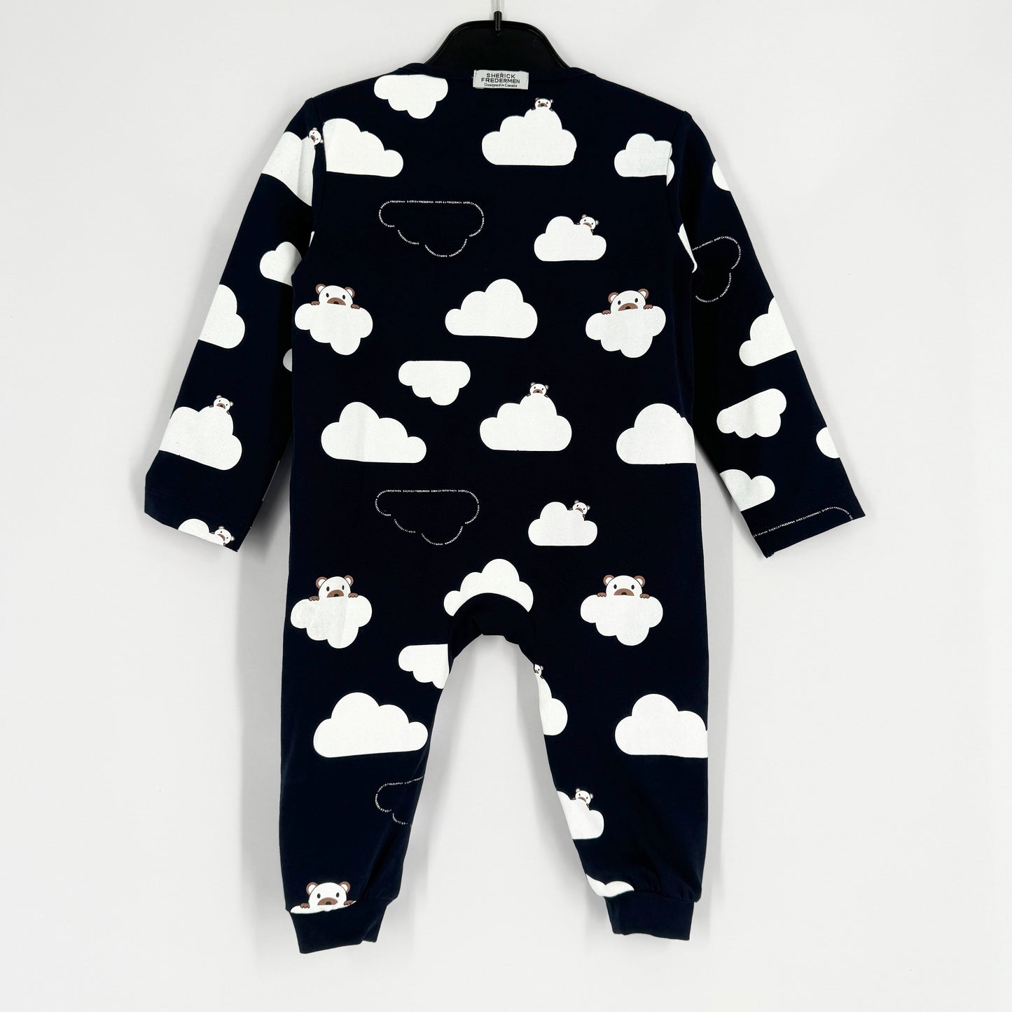 Double Zipper Romper (Navy Fredermen on the Cloud)