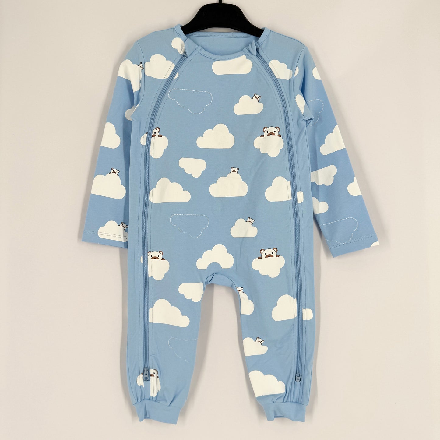 Double Zipper Romper (Blue Fredermen on the Cloud)
