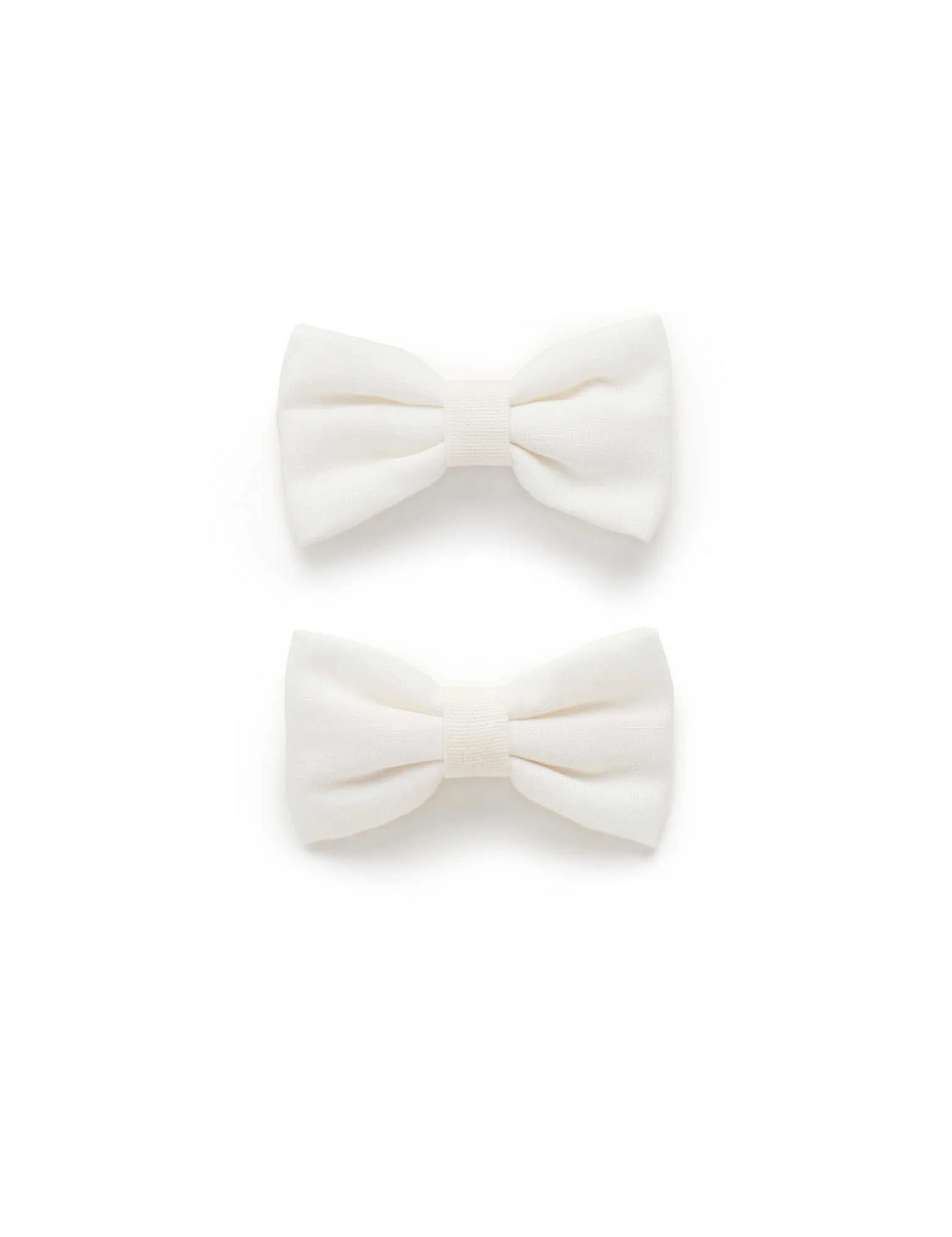 White Linen Bow Hair Clip
