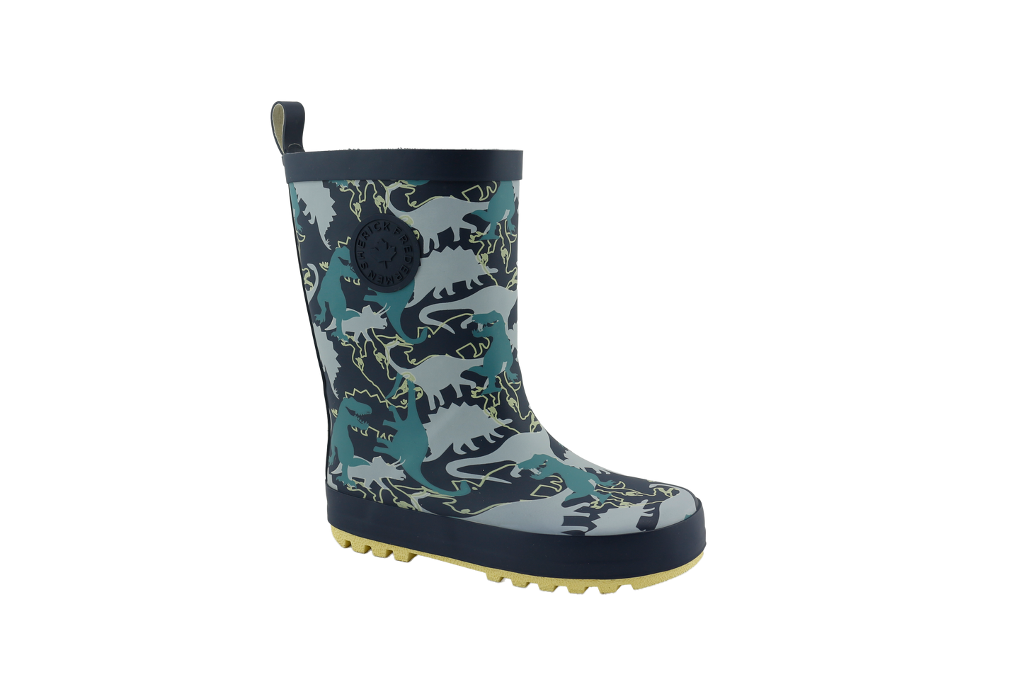 Dino Adventure Rainboots with Neon Yellow Sole