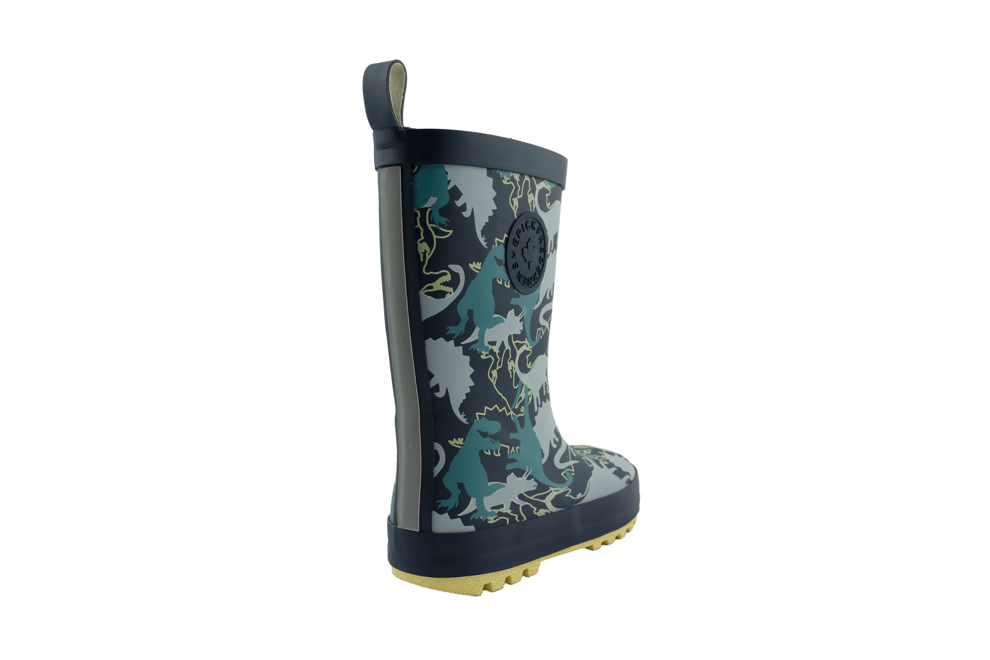 Dino Adventure Rainboots with Neon Yellow Sole