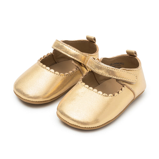 Gold Metallic Lamb Leather Mary Jane with Scallop Edge