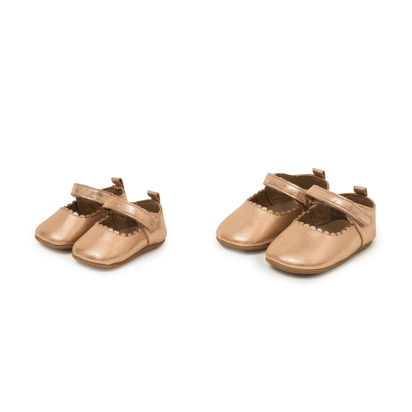 Rose Gold Metallic Lamb Leather Mary Jane with Scallop Edge
