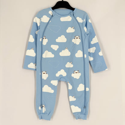 Double Zipper Romper (Blue Fredermen on the Cloud)